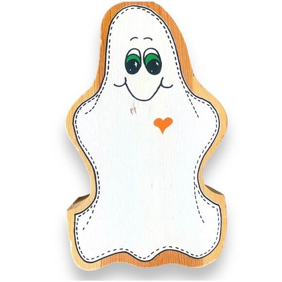 VNTG Halloween Decor Wood Block Figurines 3
Pc Black Cat Ghost Jack O Lantern - Picture 7 of 8